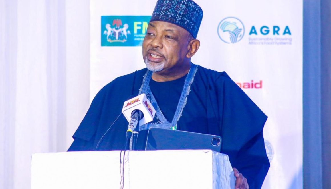 The Minister of Agriculture and Food Security, Sen Abubakar Kyari during the maiden national agribusiness youth dialogue.